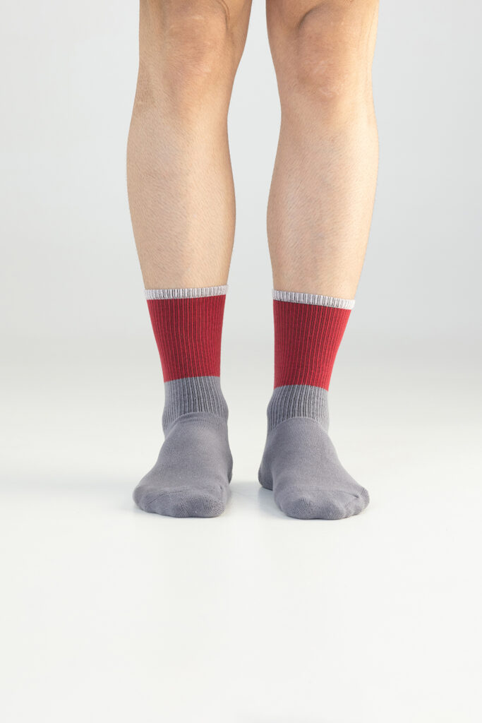 Color Blocking Socks, Burgundy & Grey