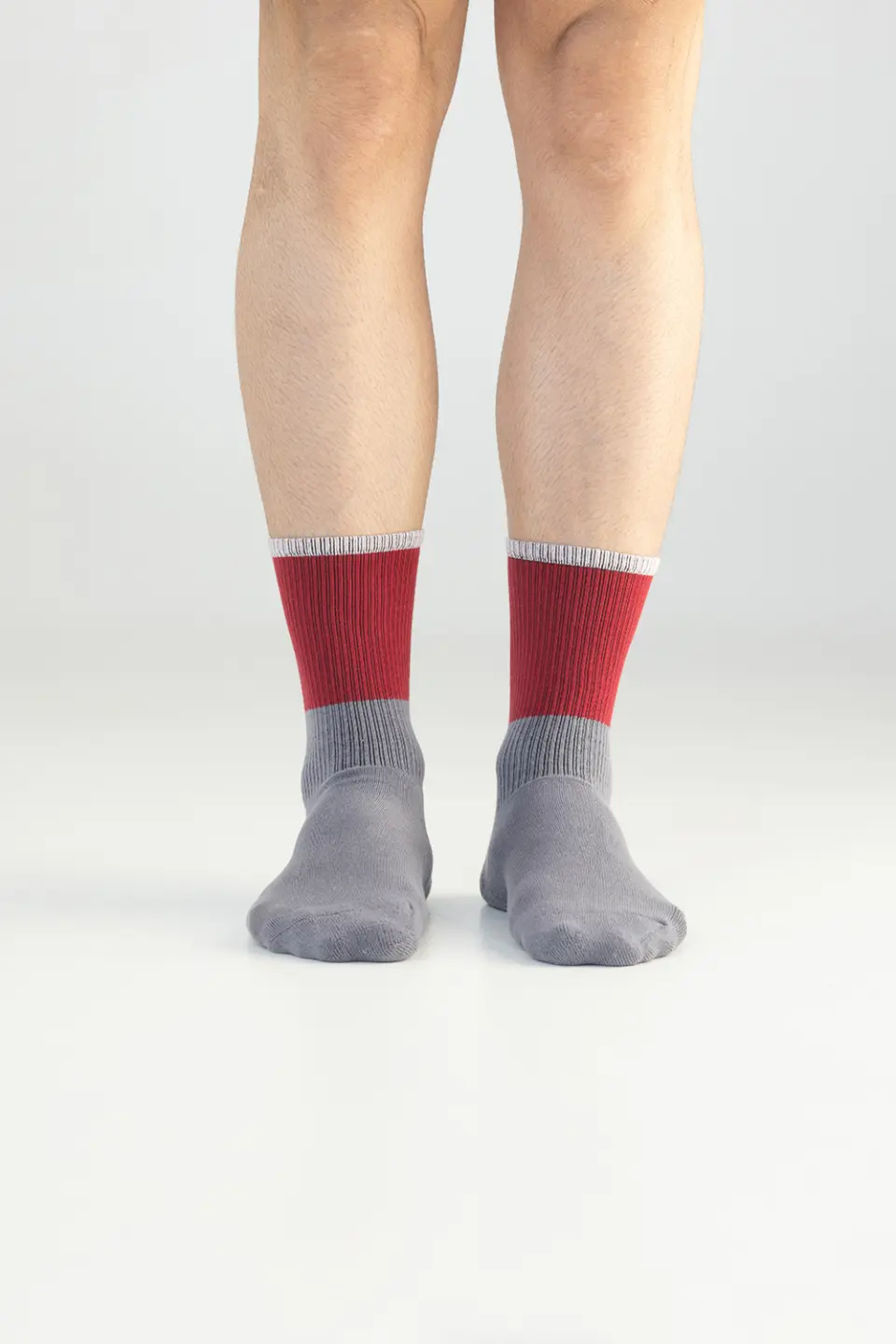 Color Blocking Socks, Burgundy & Grey