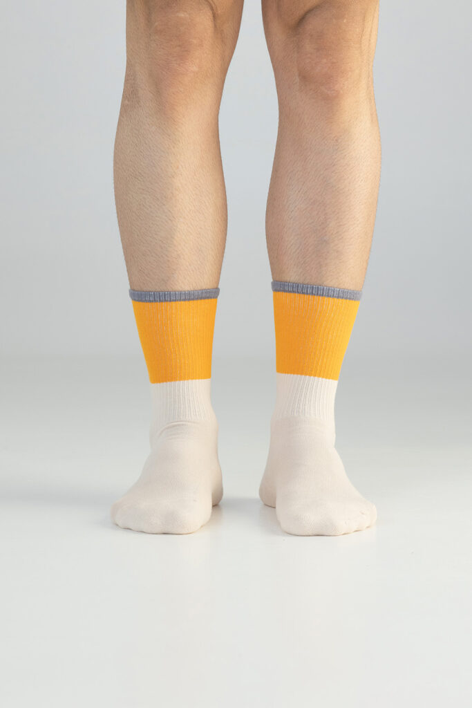 Color Blocking Socks, Orange & Beige