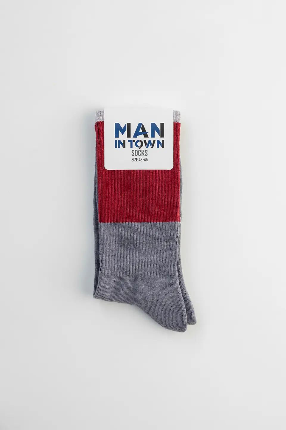 Color Blocking Socks, Burgundy & Grey