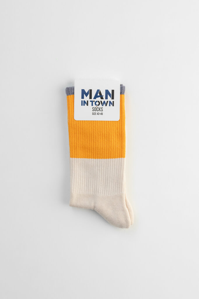 Color Blocking Socks, Orange & Beige
