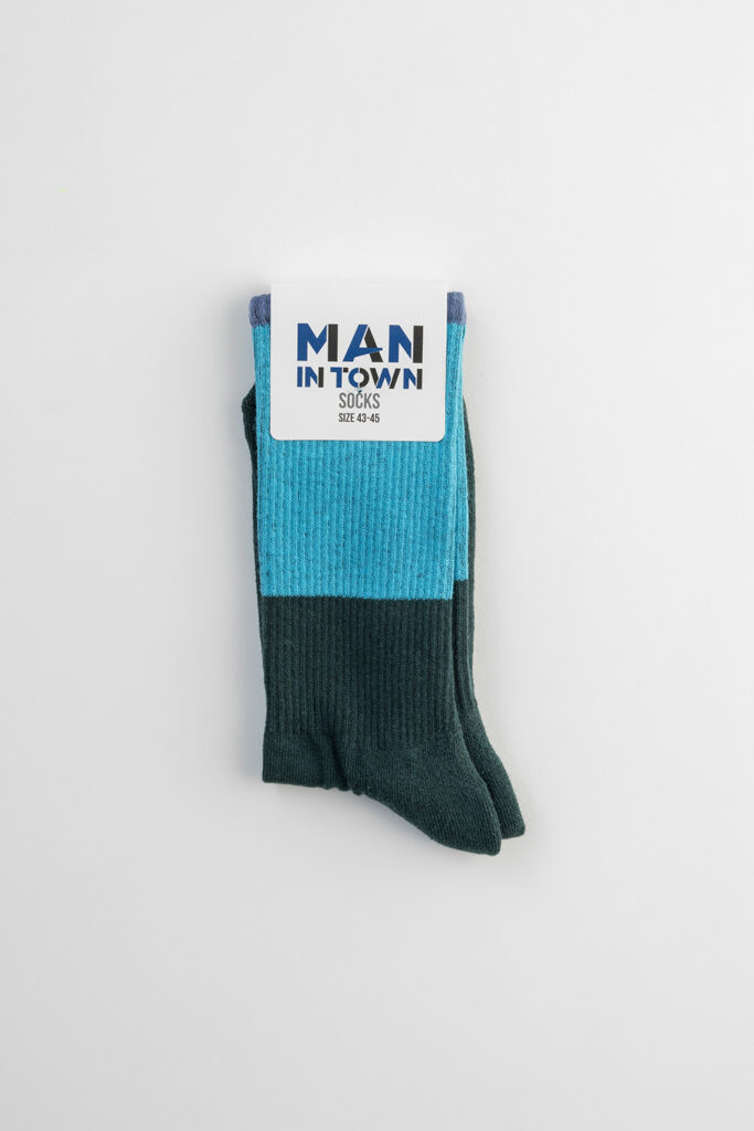 Color Blocking Socks, Turquoise & Green