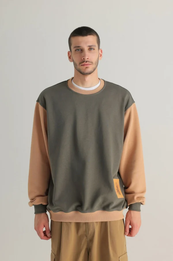 Sweatshirt with Contrast Sleeves