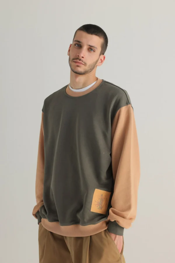Sweatshirt with Contrast Sleeves