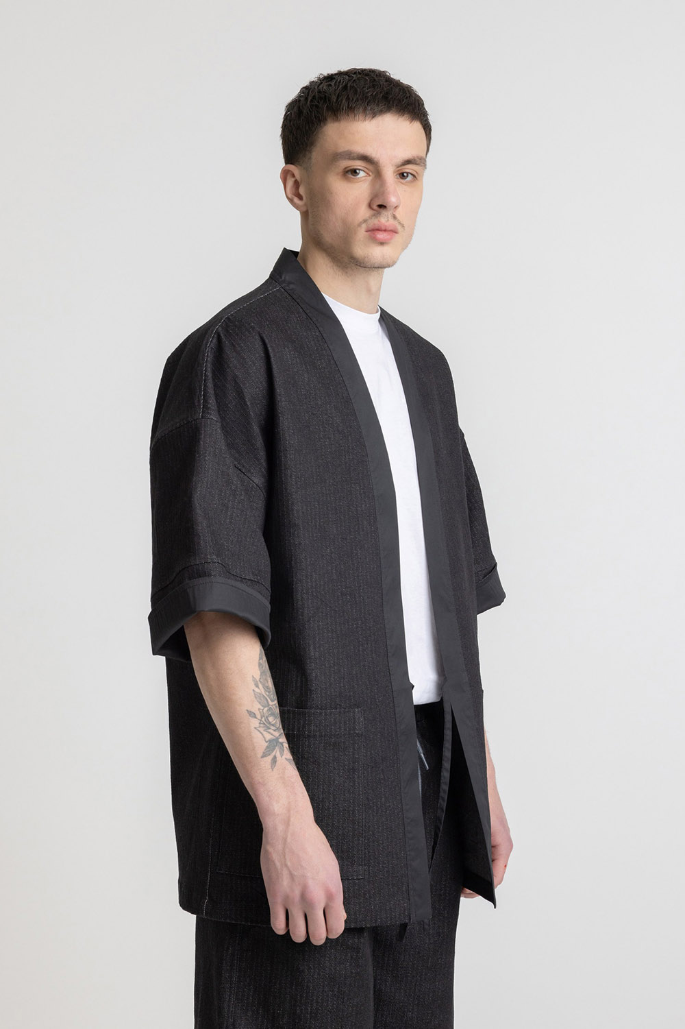 Striped Denim Kimono - Image 1