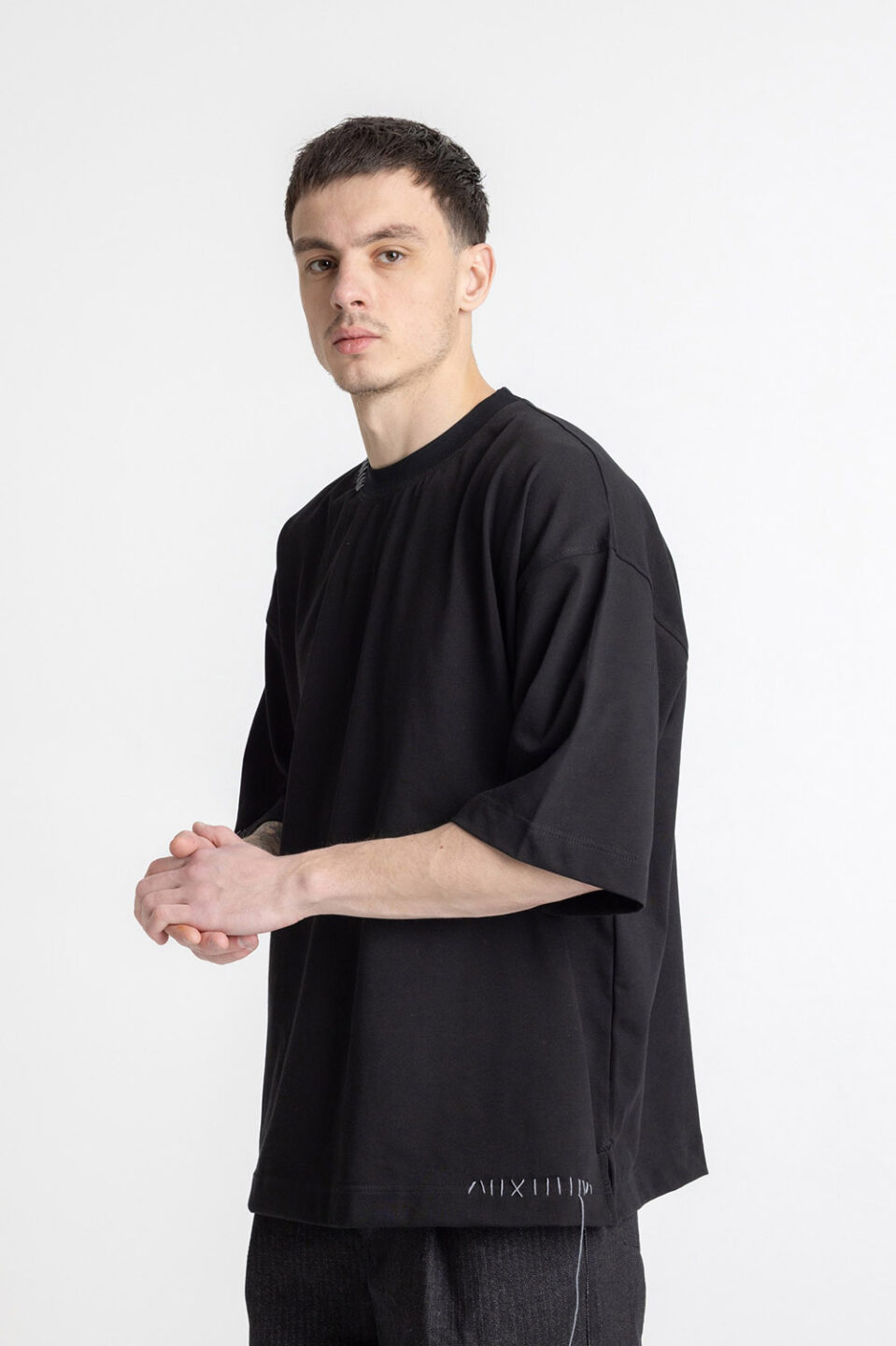 Stitched Oversized T-Shirt, Black