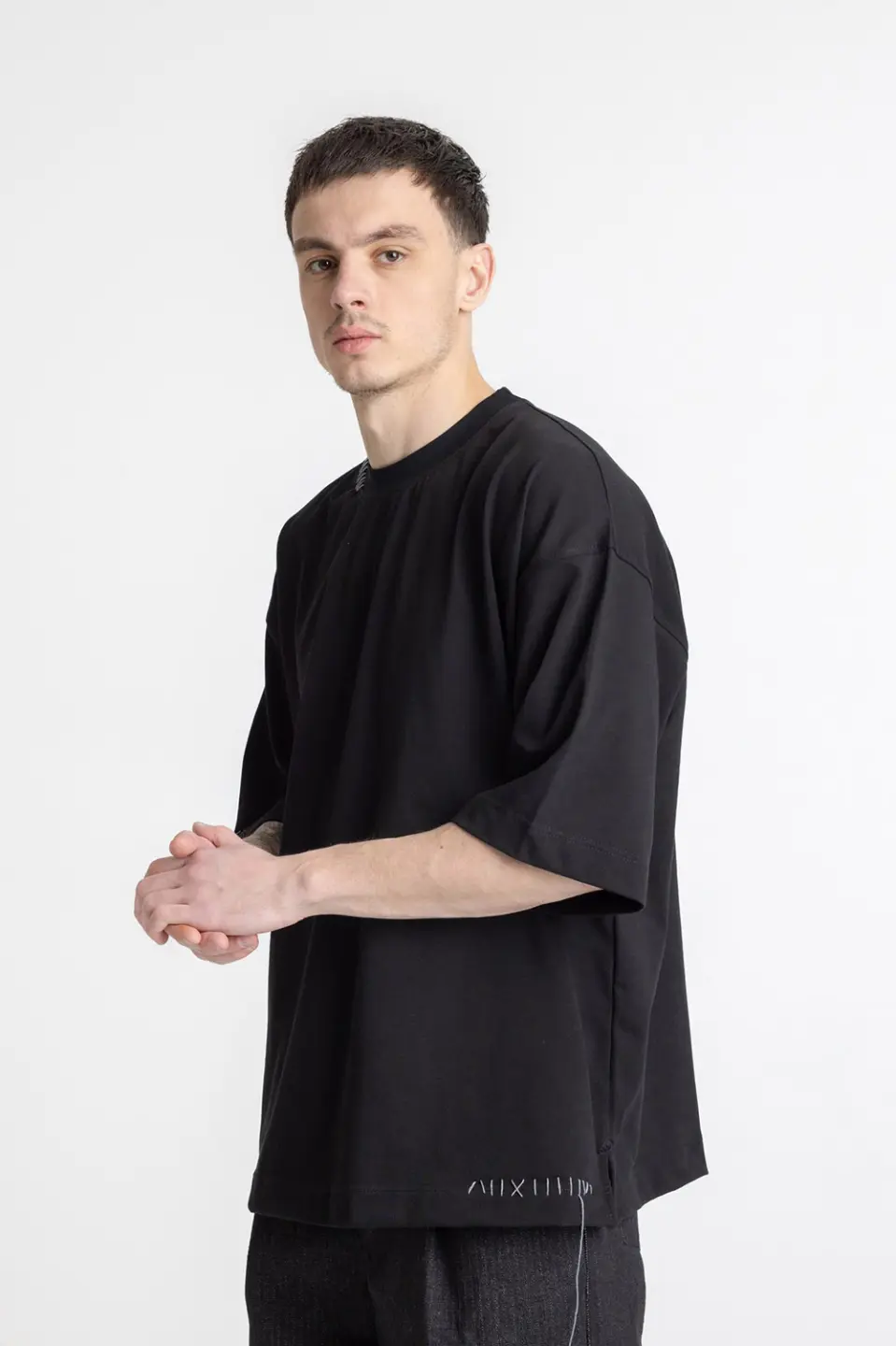 Stitched Oversized T-Shirt, Black