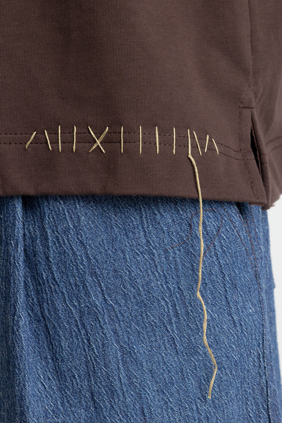 Stitched Oversized T-Shirt, Brown