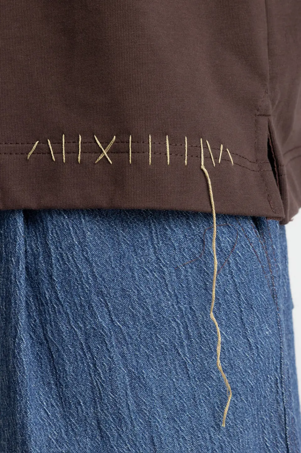 Stitched Oversized T-Shirt, Brown