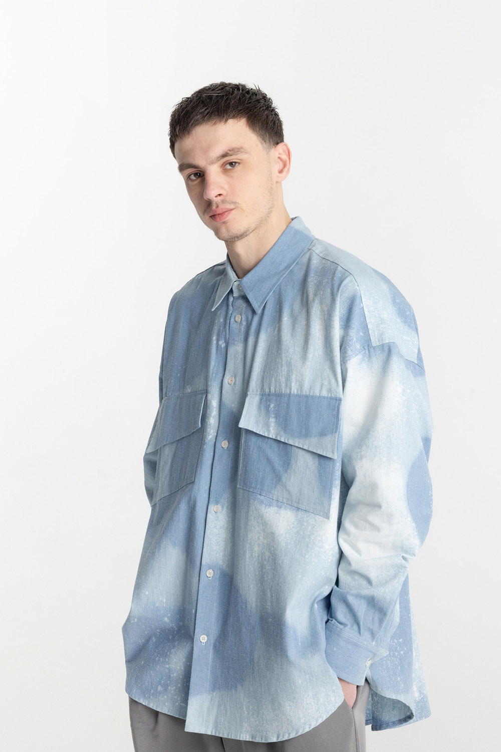 Tie-Dye Denim Overshirt - Image 1