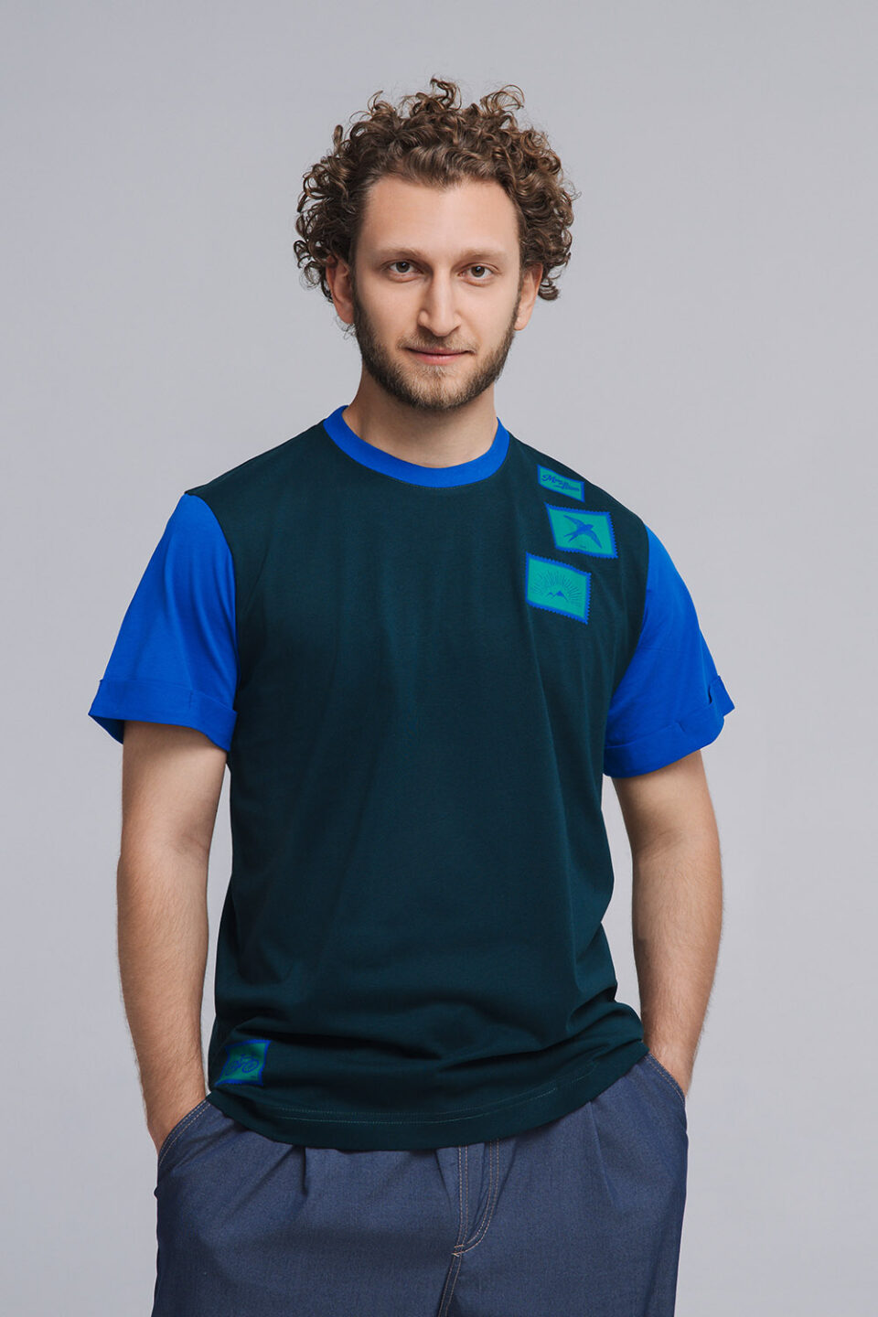Postage Stamp T-Shirt, Blue