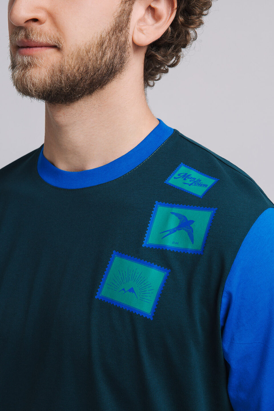 Postage Stamp T-Shirt, Blue