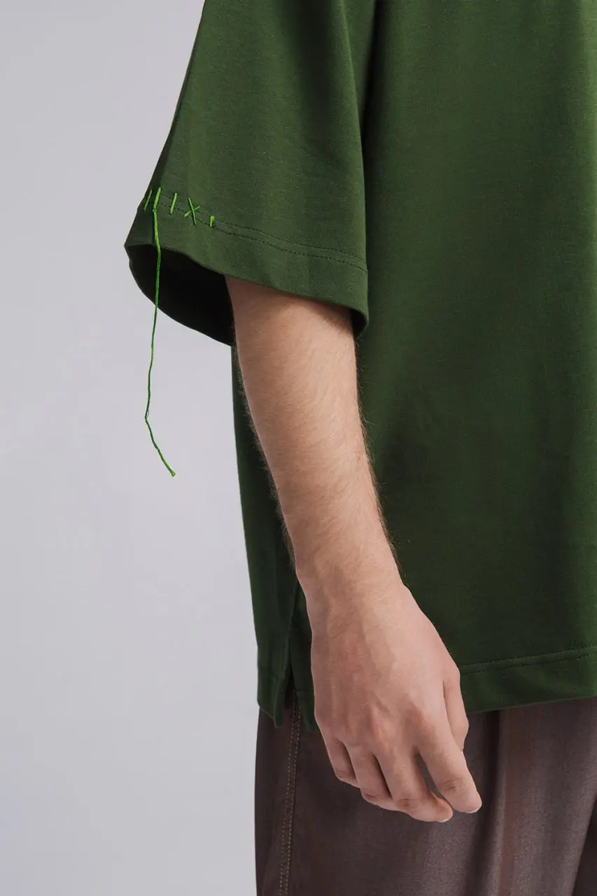 Stitched Oversized T-Shirt, Green