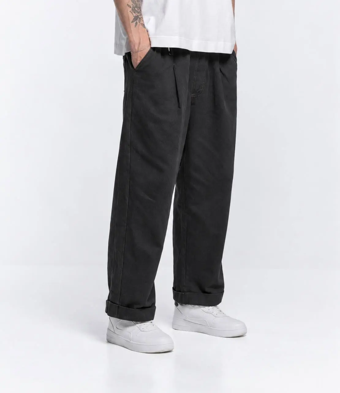 Wide Cotton Pant, Black