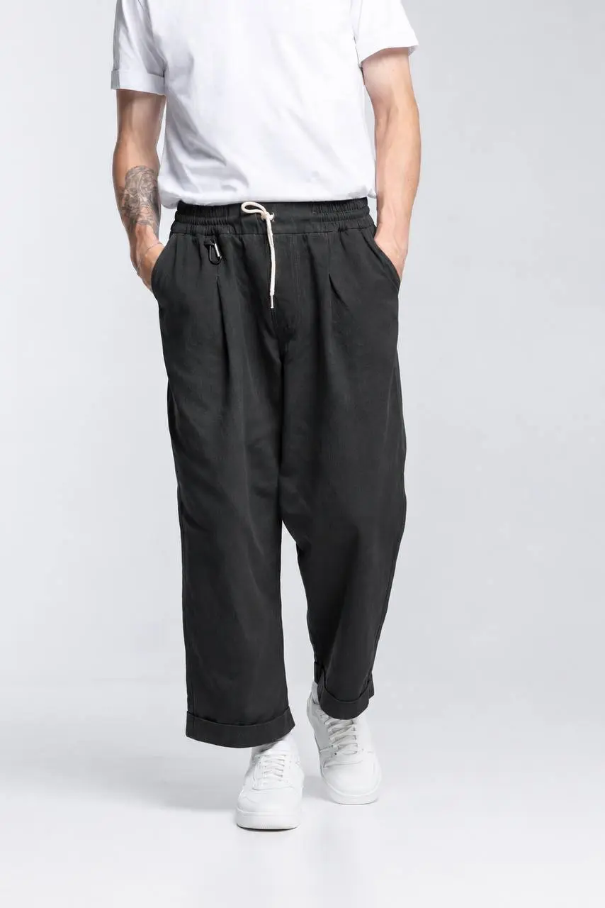 Wide Cotton Pant, Black